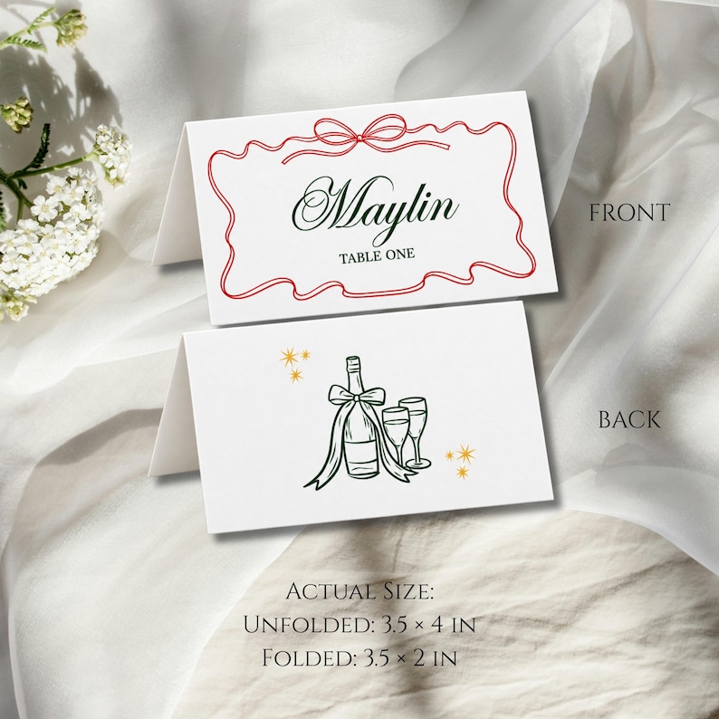 Editable Holiday Party Place Card Template, Festive Canva Design ...