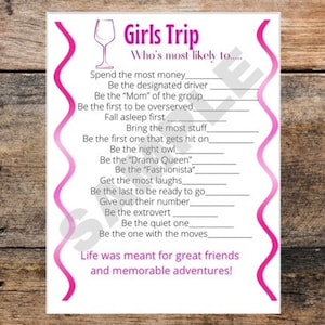 Girls Trip Most Likely To Game: Bachelorette Party Printable (PDF Download)