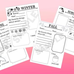 All Seasons printable, worksheet, winter, spring, summer, fall, what I did, favorite, download, school, teacher, homeschool