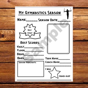 My Gymnastics Season, team, boy, download, printable, personalize, coach, memory, keepsake, gymnast