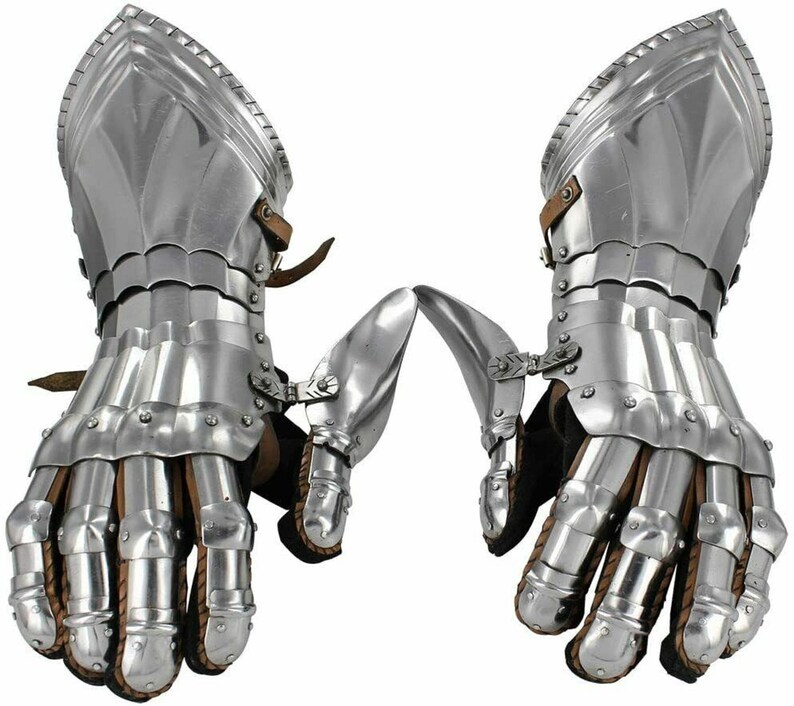 Silver Metal Armor Gauntlets Gothic Armor Gloves Crusaders Armor