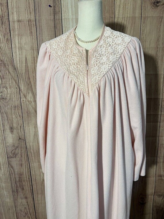 Vanity Fair Women's Pink Fleece Embroidered Duste… - image 3