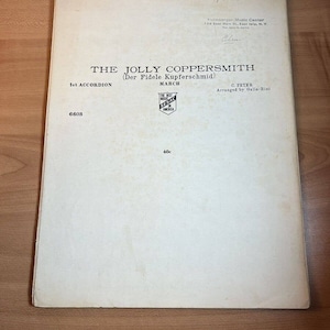 The Jolly Coppersmith by C. Peter as Arr. by Galla-Rini 3 Pages Circa 1937