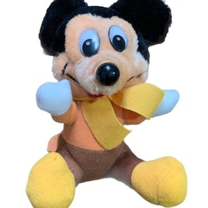 Vintage Mickeys Christmas Carol Mickey Mouse Plush Stuffed Animal Walt Disney 7&quot;