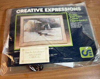 1984 Creative Expressions Winter Waterwheel 1042 Crewel Kit AS IS Vintage 13507