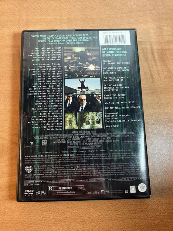 The Matrix Reloaded (DVD, 2003) Full Screen Warner Bros