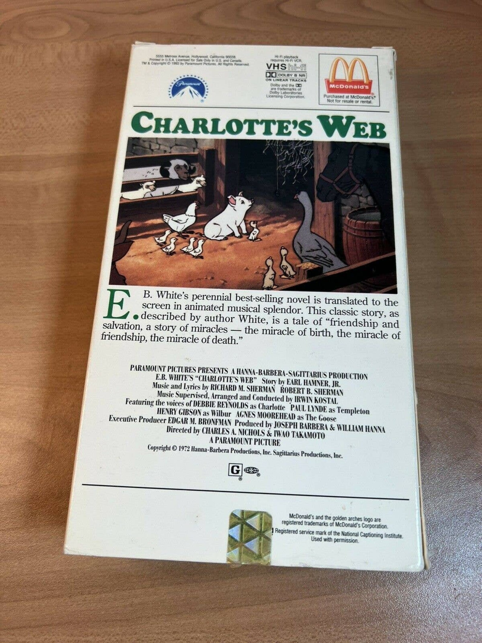 1973 Charlotte's Web Mcdonald's Paramount VHS Movie Tape - Etsy