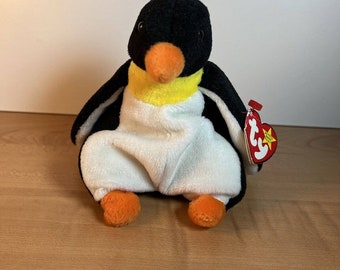 Ty Beanie Baby Waddle the Penguin 6" Beanbag Pellets de PVC de felpa 1995 con etiqueta