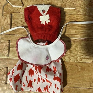Vintage Genuine Barbie Fashion Red Dress With Apron