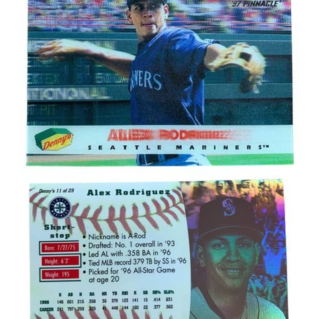 ALEX RODRIGUEZ - 1997 Pinnacle Dennys Seattle Mariners #11/29 - Etsy