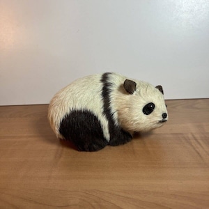 Vintage Artisan Fur Panda Bear Furry Figurine 6&quot; Looks Realistic