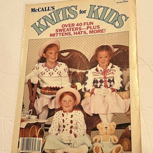 McCall&#39;s Knits for Kids Magazine Vol 1 1986 Over 40 Fun Sweaters + Mittens Hats