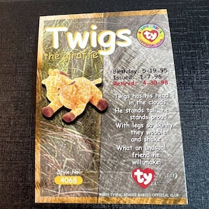 1999 Ty Beanie Babies Series 2 Retired Chase Silver Twigs the Giraffe #288