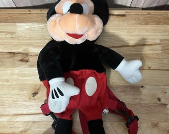Vintage Disney Mickey Mouse 19" Plush Backpack With Adjustable Straps