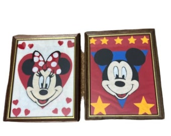 ミッキー＆ミニーマウスの鉛筆画 / 絵画 x 2 。ファンアート a4