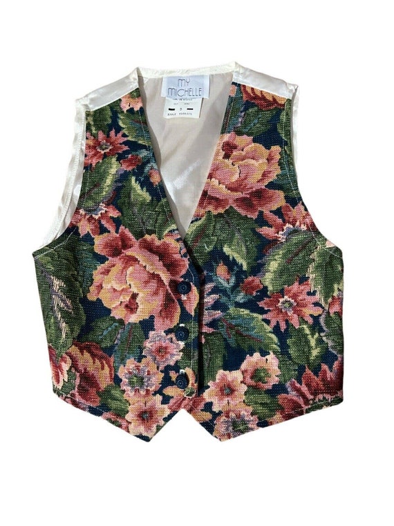 My Michelle Vintage Girls Vest Floral Size 5