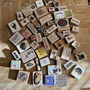 Collection Of Rubber Stamps Wood Mounted 4 Lbs #K184 Misc Designs