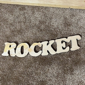Handmade Wooden Name “Rocket” Carving