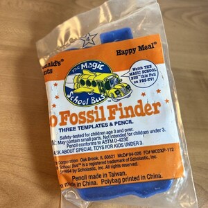 Vintage McDonalds Happy Meal The Magic School Bus Geo Fossil Finder Stencil 1994