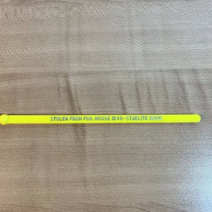 Moose #46 Starlite Room, vintage SWIZZLE STICK stirrer 6” Yellow
