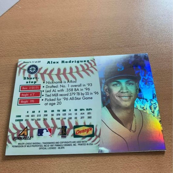 ALEX RODRIGUEZ - 1997 Pinnacle Dennys Seattle Mariners #11/29 - Etsy