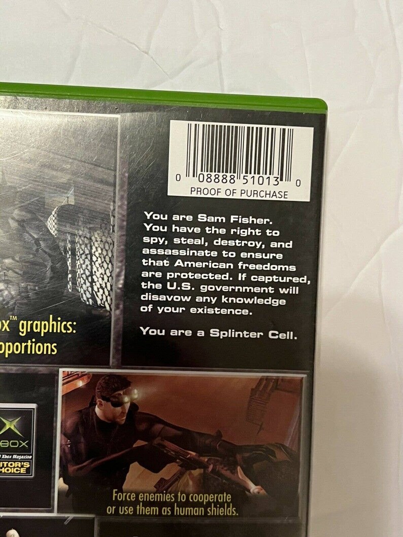 Tom Clancy's Splinter Cell Microsoft Xbox Video Game Complete 2002 image 4