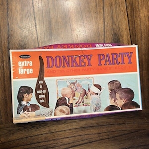 Vtg 1966 Whitman Extra Large Donkey Party Game + 25 Party Games Booklet