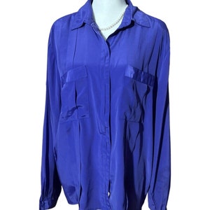 Vintage Kristina Alexander Womens Blouse Purple Button Up Sz 14
