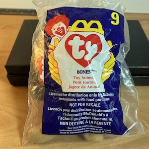 1998 Vintage McDonalds &quot;BONES&quot; Ty Teenie Beanie Baby Sealed Happy Meal Toy 9