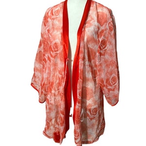 Vintage MSM Fashion Sheer Pink Cardigan Womens Size Large