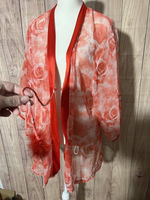 Vintage MSM Fashion Sheer Pink Cardigan Womens Si… - image 3