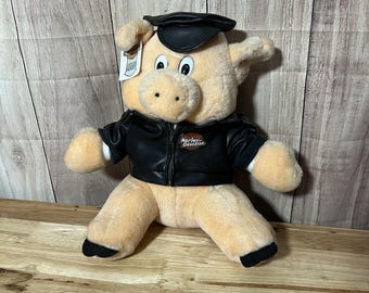 Vintage 1993 Harley Davidson Motorcycles Plush Hog Biker Pig
