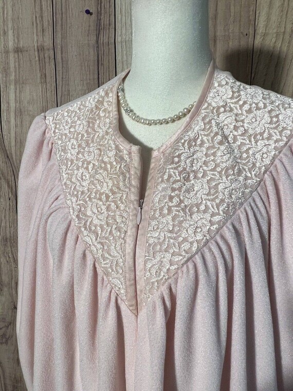 Vanity Fair Women's Pink Fleece Embroidered Duste… - image 5