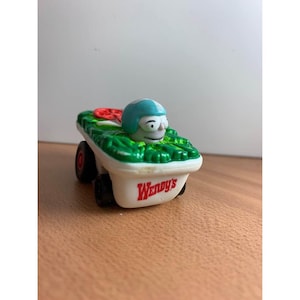 1990 Wendys Fast Food Toy On Wheel Salad Promotional Figure 2”