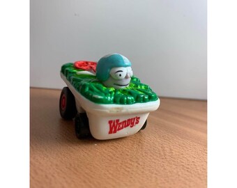 1990 Wendys Fast Food Toy On Wheel Salad Promotional Figure 2”