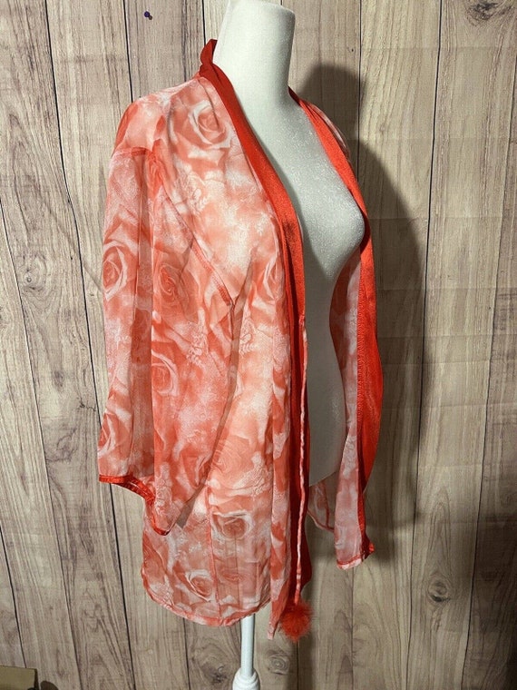 Vintage MSM Fashion Sheer Pink Cardigan Womens Si… - image 9