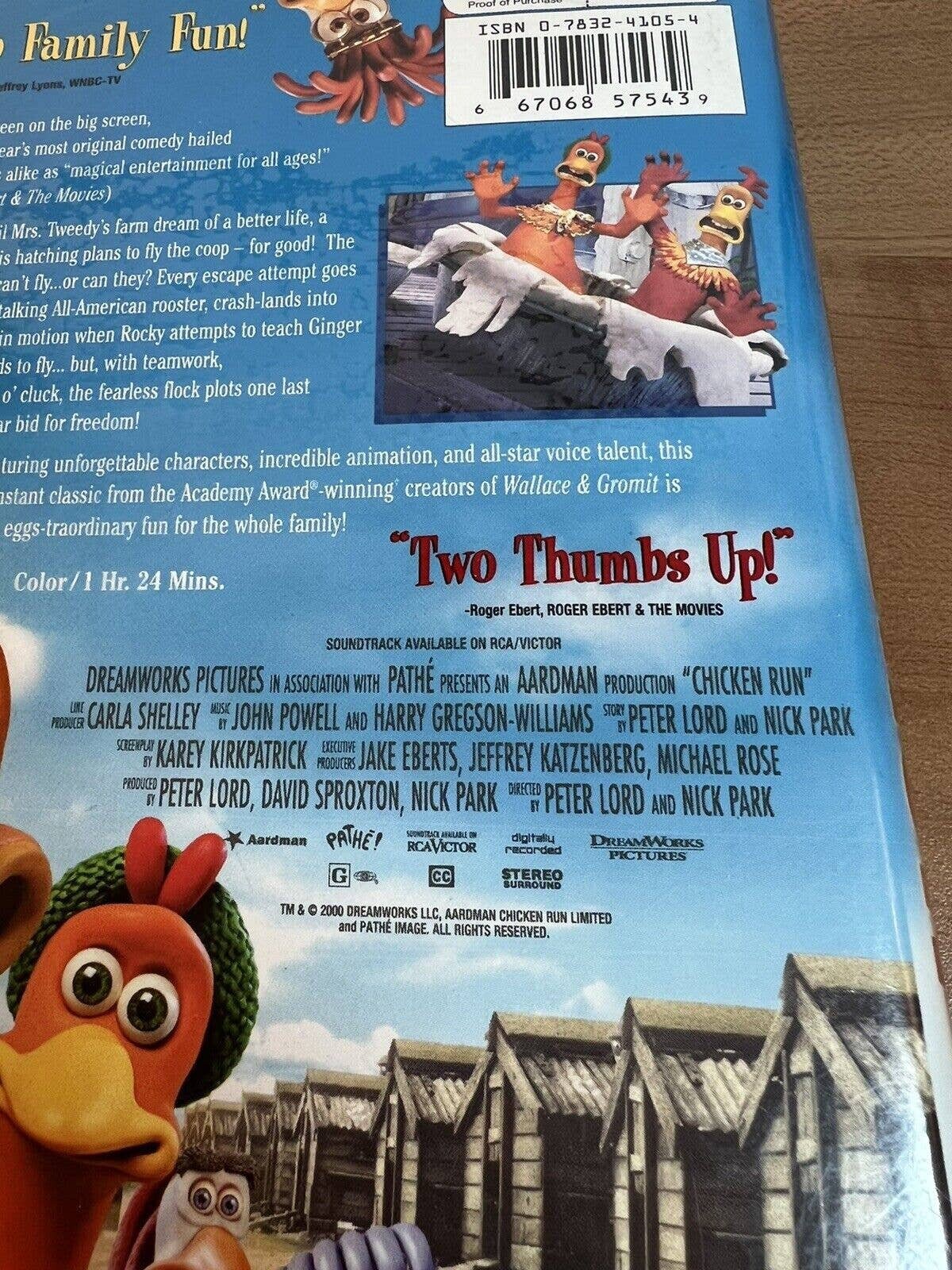 Chicken Run VHS VCR Video Tape Clamshell Animation 2000 Etsy Canada