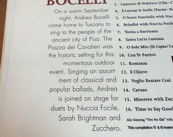 Andrea Bocelli - Con Te Partirò - Live From Piazza Dei Cavalieri, Italy /  1997 