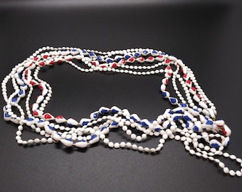 Red, White and Blue Plastic Necklace Vintage