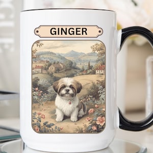 Shih Tzu Mug Custom Dog Cup Gift for Shih Tzu Owner Personalized Dog Mom Cup Gift for Shih Tzu Lover Toile Dog Mug for Friend