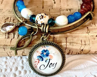 Joy Bracelet/Christian Bracelet/Bible Verse Bracelet/Message Bracelet/Christian gifts