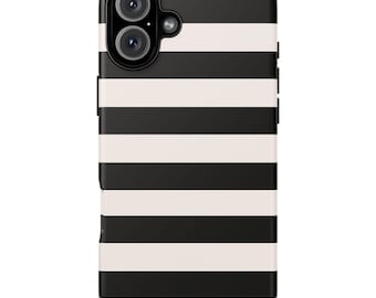 Black and White Striped Phone Case Tough Case Gift for Smartphone Trendy Phone Case iPhone 1615,14,13,12,11,XR,XS, Samsung 25,24,23,22