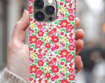 Capa de celular Liberty London Floral Tough Cases Primavera Verão Capa de celular Costura Presente Capa floral vermelha Liberty London Padrão floral