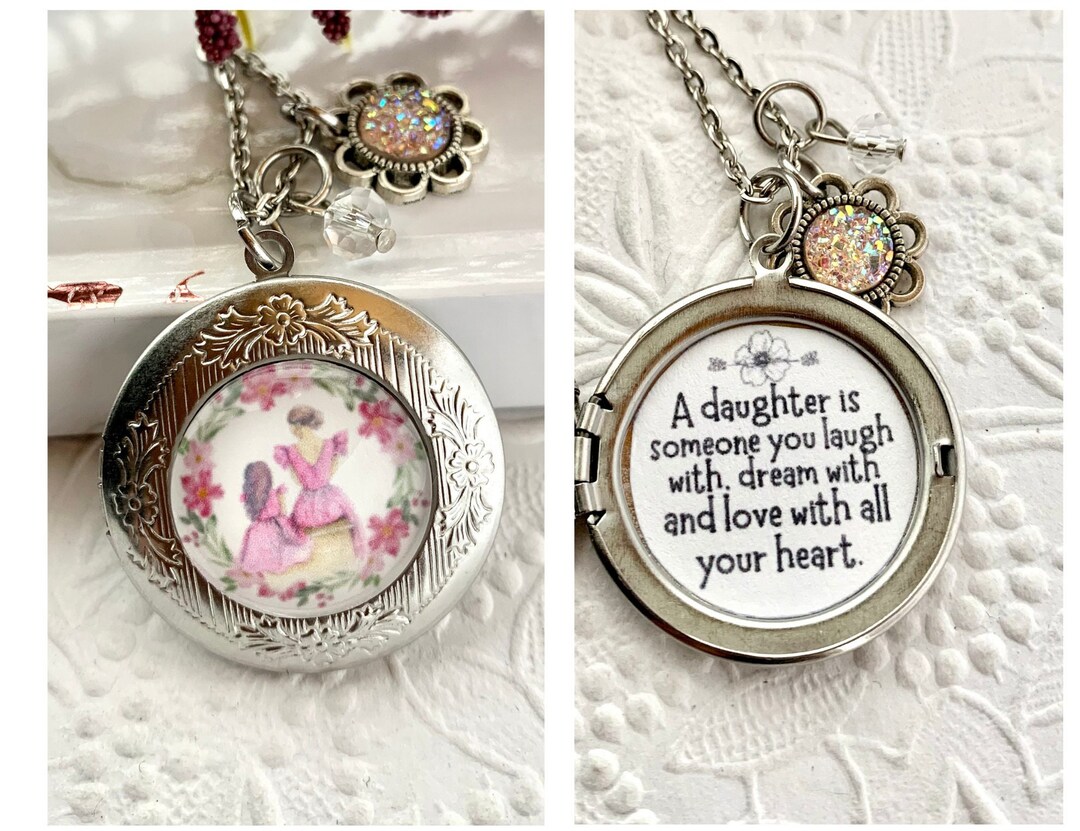 Daughter Locket Necklace A Daughter is Someone You Laugh Etsy