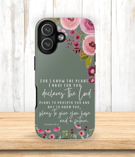 Bible Verse Phone Case Jeremiah 29:11 Christian Phone Cover for Women Floral Scripture Phone Case For I know the Plans Christian Tough Case