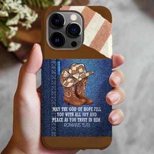 Christian Western Phone Case, Bible Verse Phone Case, Scripture Phone Cover, Cowgirl Gift, Faith Based Phone Cover, iPhone 16,15,14,13,12,11