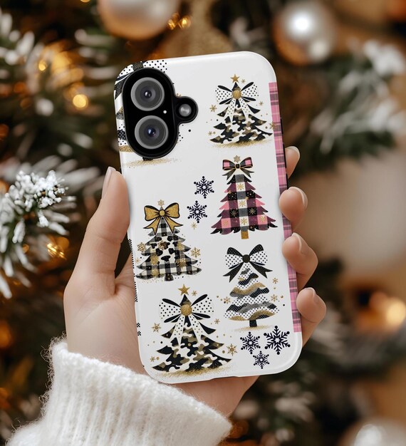 Christmas Tree Phone Case, Cute Holiday Phone Case, Elegant Winter