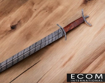 Custom Handmade Damascus Steel Beautiful Sword With Rose Wood Handle, viking sword, Christmas gift, birthday gift, anniversary gift, gifts