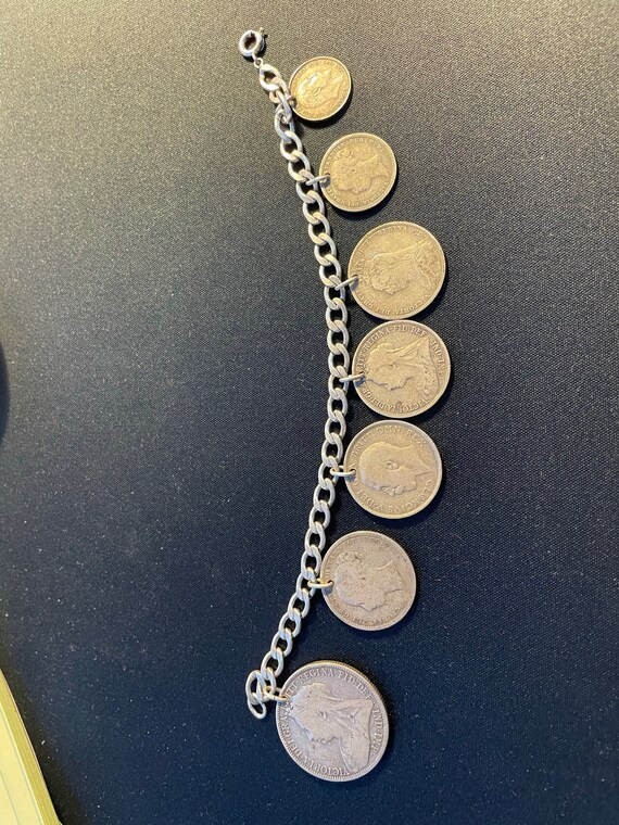 Sterling Silver Victorian coin bracelet - image 1