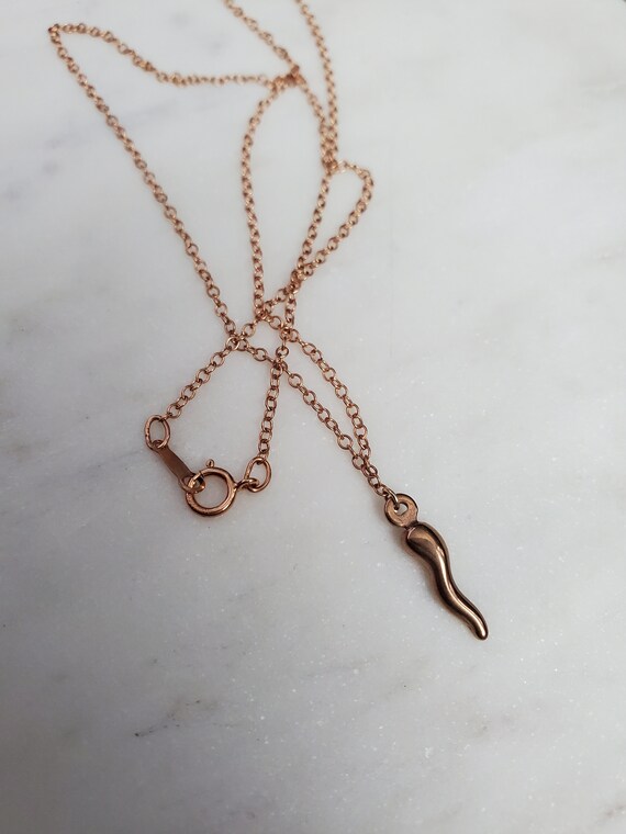 Rose Gold Italian Horn Cornicello Necklace Etsy